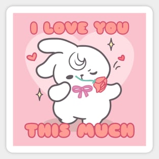 Blossoms of Love: Bunny's Tender Gesture in 'I Love You This Much' Sticker